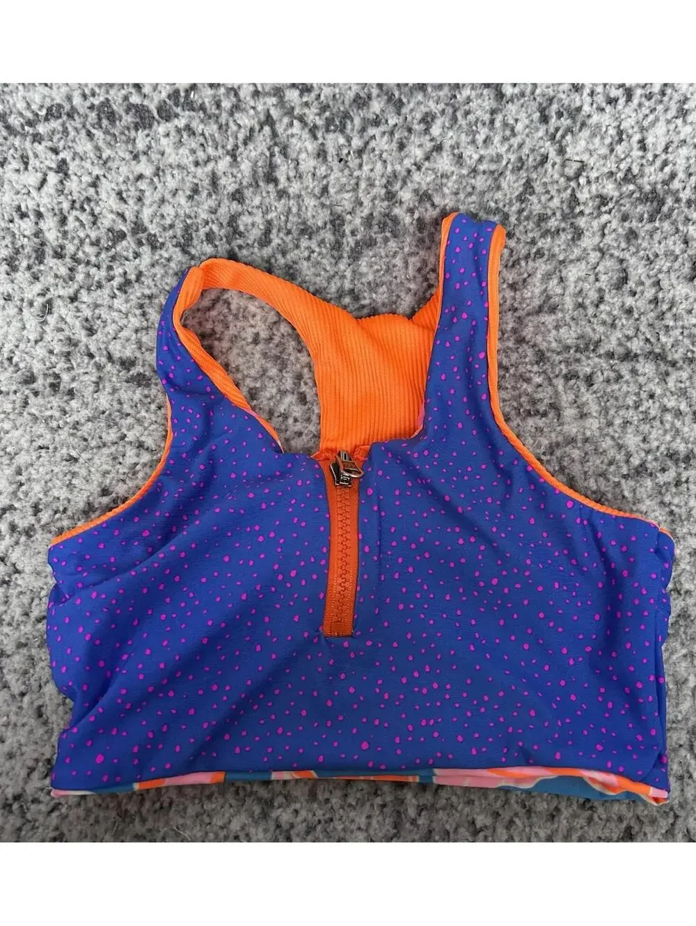 Maaji Girls Reversible Bikini Top Small 6-8 Colorful Zip Swim NWOT
